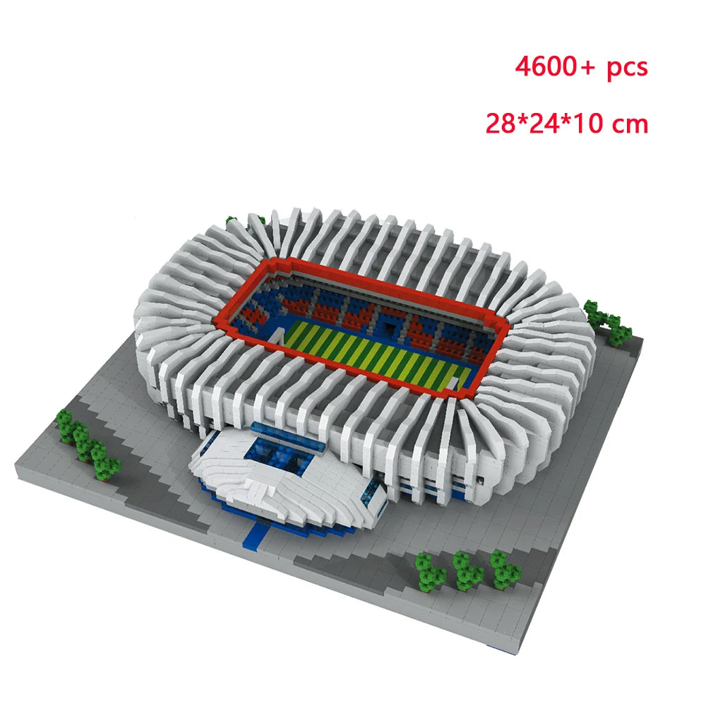 Madrid Style Soccer Stadium Model Micro Mini Diamond Block Kit Kids Adult Assemble Barcelona Football Field Brick Set Puzzle Toy