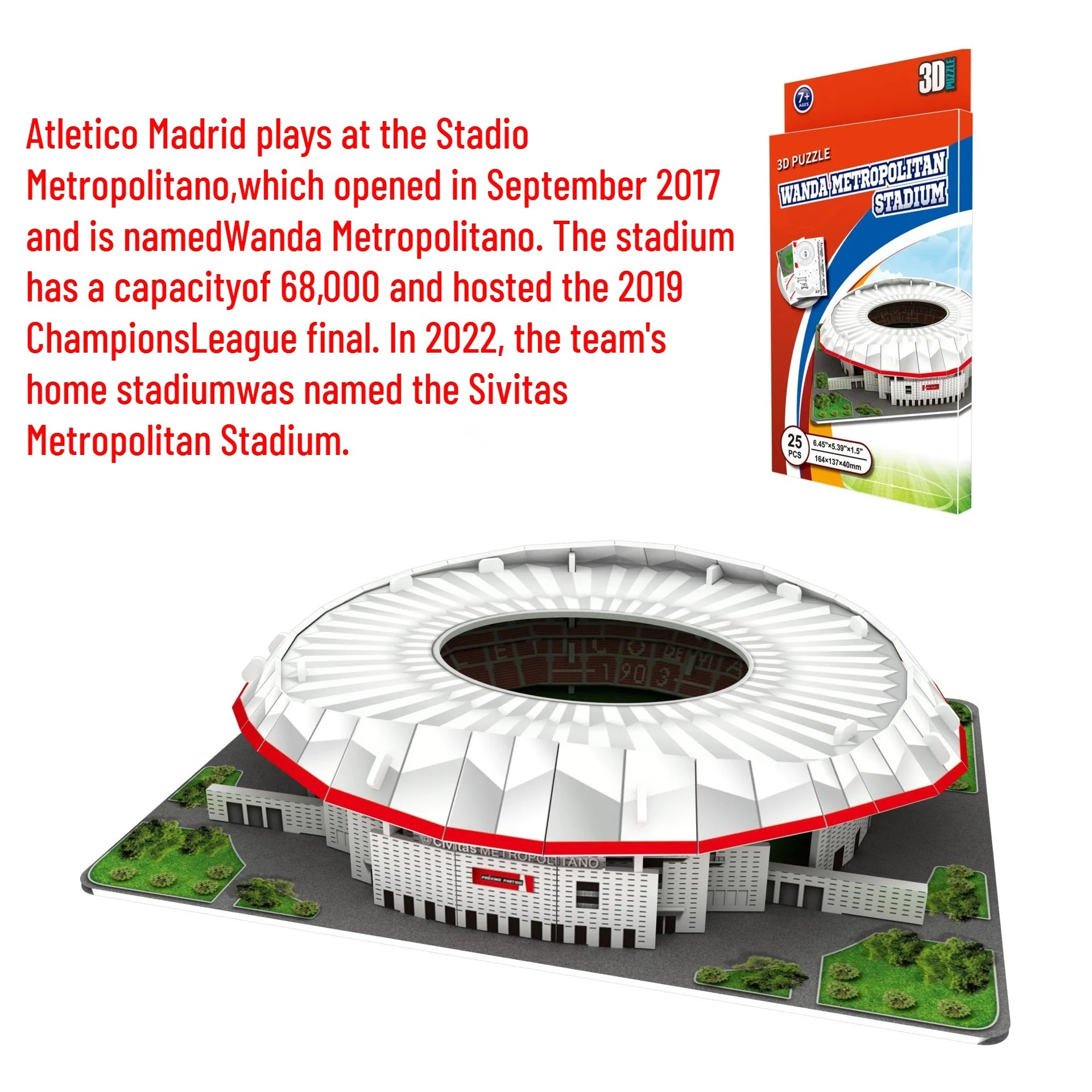 3D paper stadium puzzle model for passionate  football fans to fight with your home team
