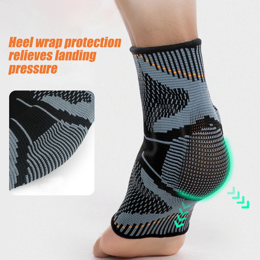 1Pcs Ankle Support Brace with Silicone Shock Absorption Cushion Stabilize Ankle Joints for Football Basketball Running Sports