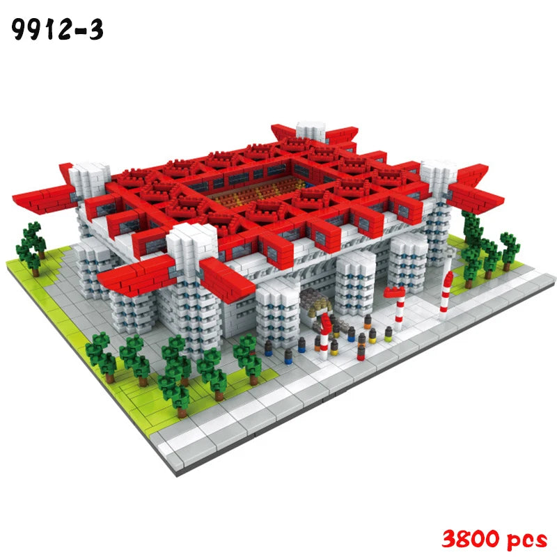 Barcelona Soccer Stadium Micro Blocks Building Sets Mini Bricks Architecture Building Block Toys for Adults Football Field Gift