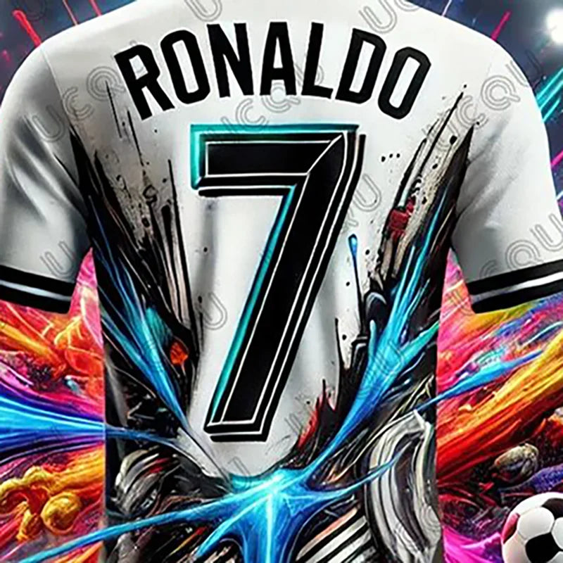 2026 New Ai Design Graffiti Football Jersey Ronaldo # 7 T-shirt+Shorts Sets Summer Sports Suit Training Kids/Adult 2Pcs Outfits
