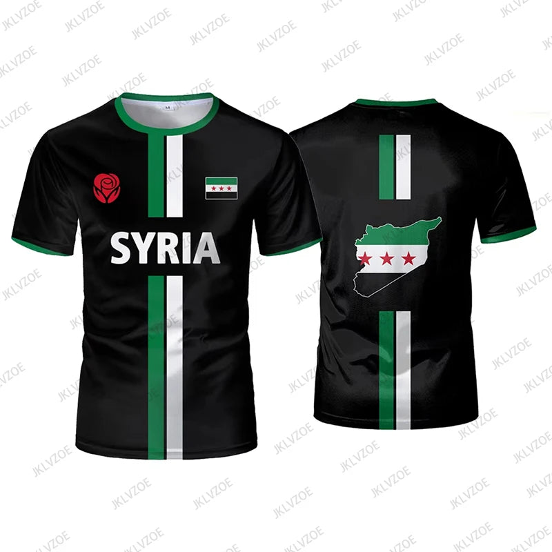 Summer New Syria Football Jersey Men Women Sports T-shirts Street Soccer Uniforms Casual Syrian Flag Graphic Oversized Kids Tops