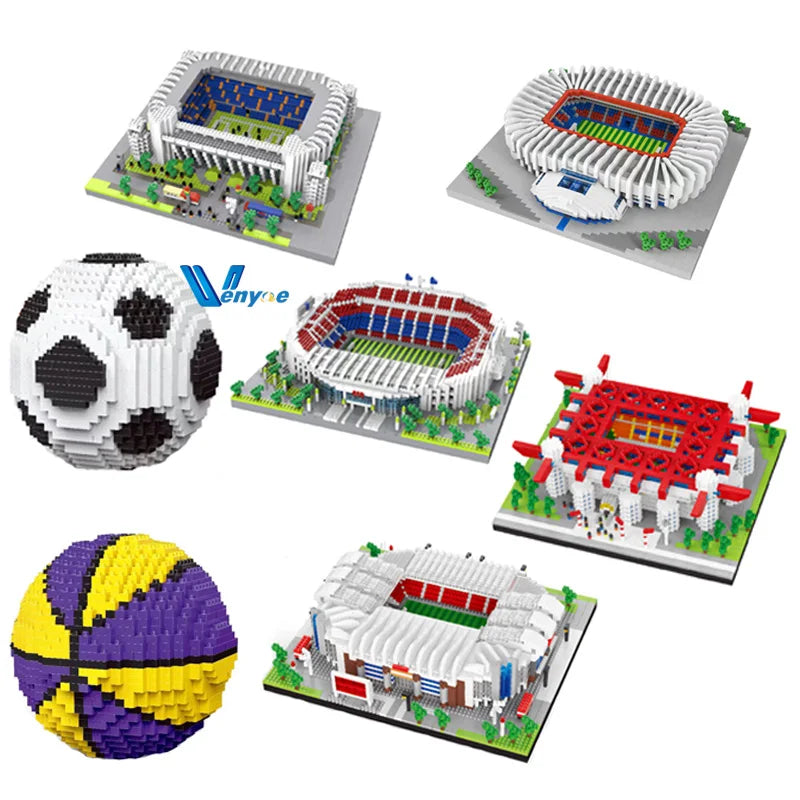 Football Stadium DIY Building Blocks Set Soccer Mini Bricks Model Architectural Building for Adults Football Field Theme Gift