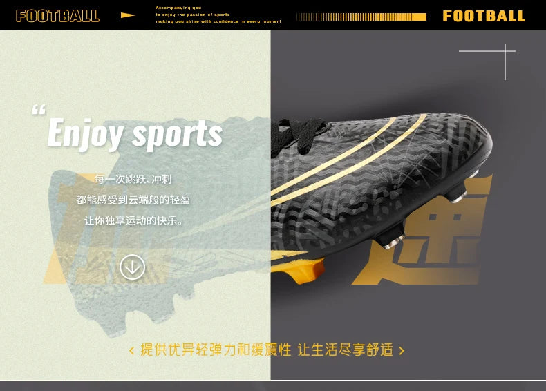Professional Men Ankle Football Boots Outdoor Grass Cleats Unisex Soccer Shoes Long Spikes FG/TF Football Shoes Chuteira Society