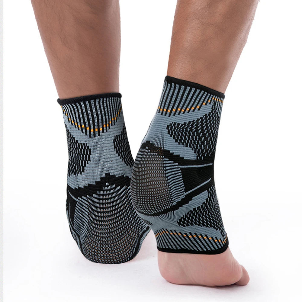 1Pcs Ankle Support Brace with Silicone Shock Absorption Cushion Stabilize Ankle Joints for Football Basketball Running Sports
