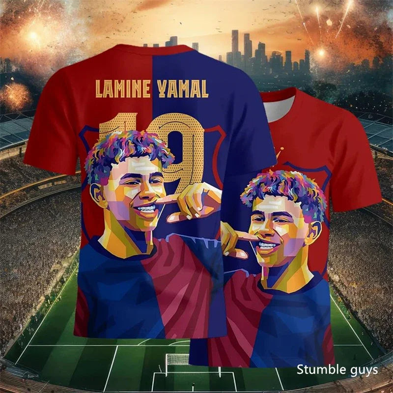 Summer Men Teen Brand Football T-Shirt Ronaldo Print Short Sleeve Jersey Tee