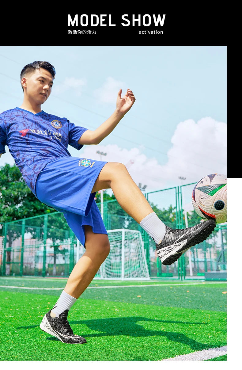 Professional Men Ankle Football Boots Outdoor Grass Cleats Unisex Soccer Shoes Long Spikes FG/TF Football Shoes Chuteira Society
