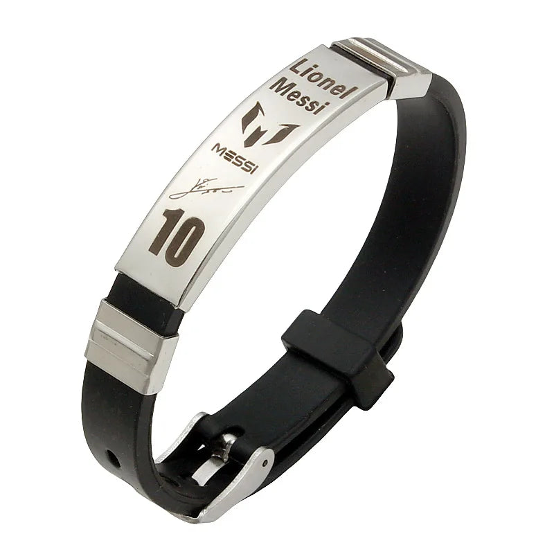 Lionel Messi Cristiano Ronaldo Neymar Football Star Stainless Steel Silicone Bracelet For Men Boy Soccer Accessory Gift