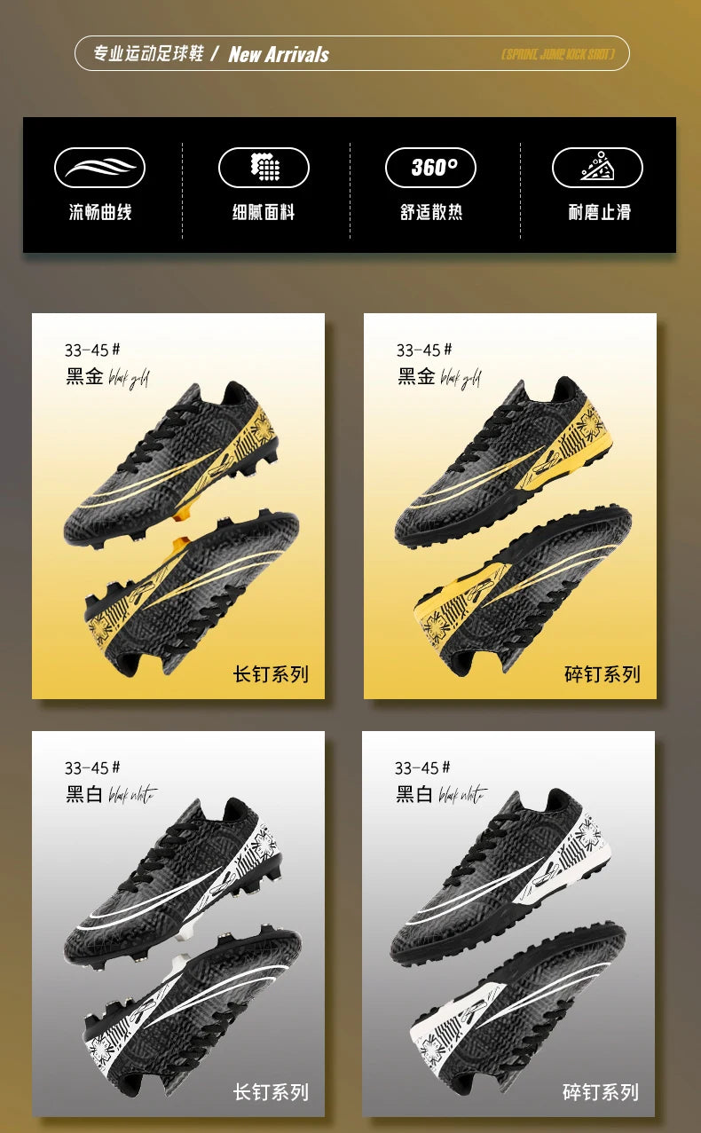 Professional Men Ankle Football Boots Outdoor Grass Cleats Unisex Soccer Shoes Long Spikes FG/TF Football Shoes Chuteira Society