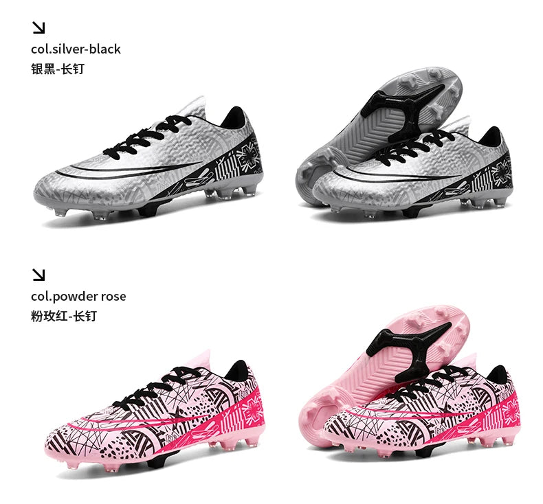 Professional Men Ankle Football Boots Outdoor Grass Cleats Unisex Soccer Shoes Long Spikes FG/TF Football Shoes Chuteira Society