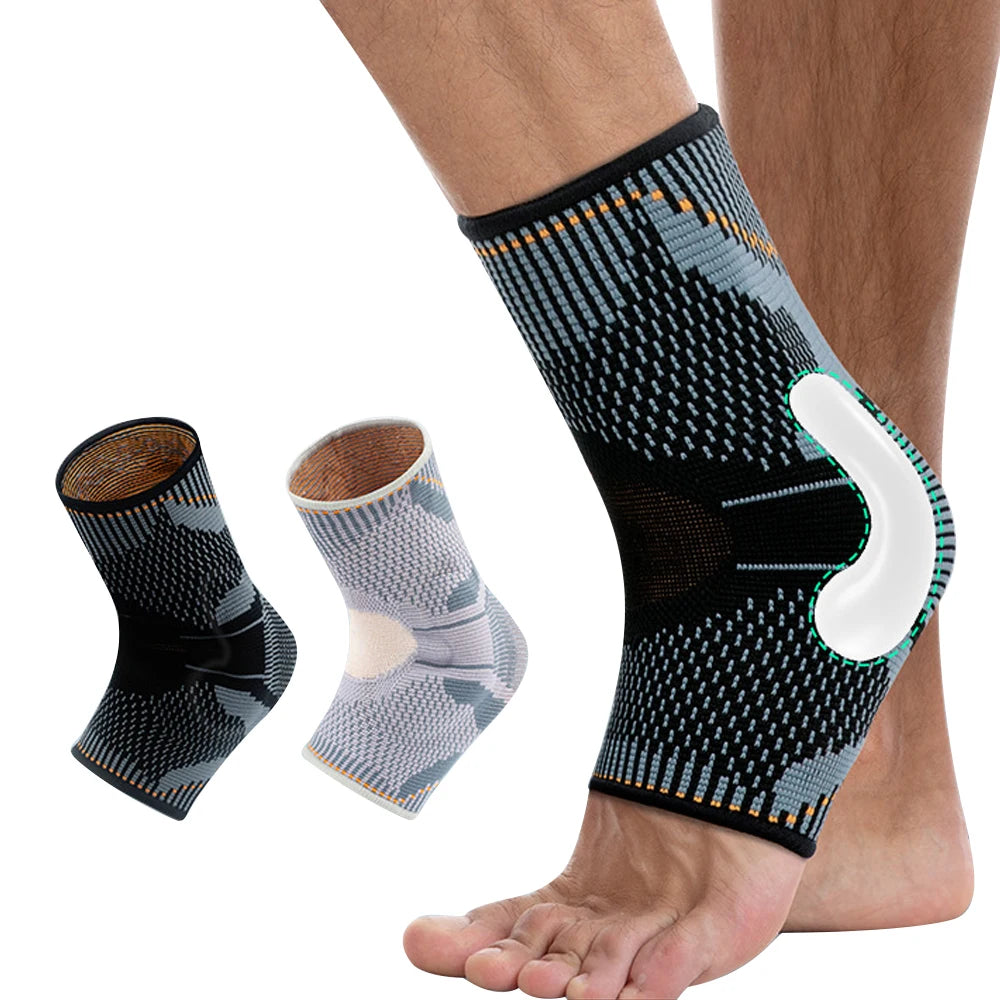 1Pcs Ankle Support Brace with Silicone Shock Absorption Cushion Stabilize Ankle Joints for Football Basketball Running Sports