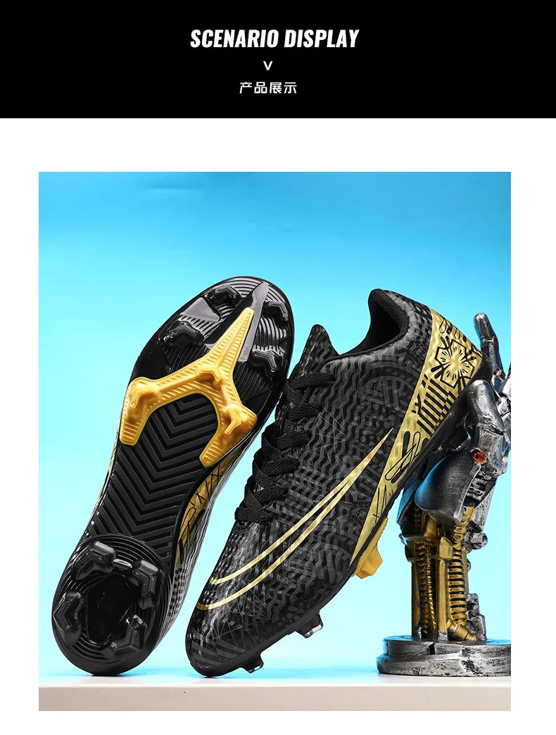 Professional Men Ankle Football Boots Outdoor Grass Cleats Unisex Soccer Shoes Long Spikes FG/TF Football Shoes Chuteira Society