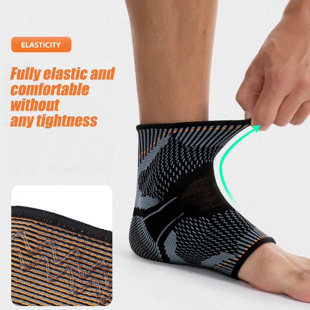 1Pcs Ankle Support Brace with Silicone Shock Absorption Cushion Stabilize Ankle Joints for Football Basketball Running Sports