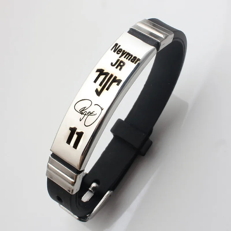 Stainless Steel Silicone Bracelet Lionel Messi Cristiano Ronaldo Neymar Football Star for Men Boy Soccer Fans Accessories Gift