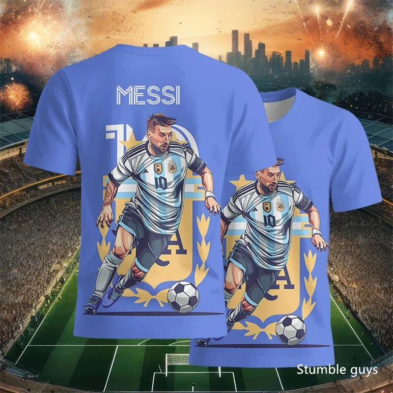 Summer Men Teen Brand Football T-Shirt Ronaldo Print Short Sleeve Jersey Tee