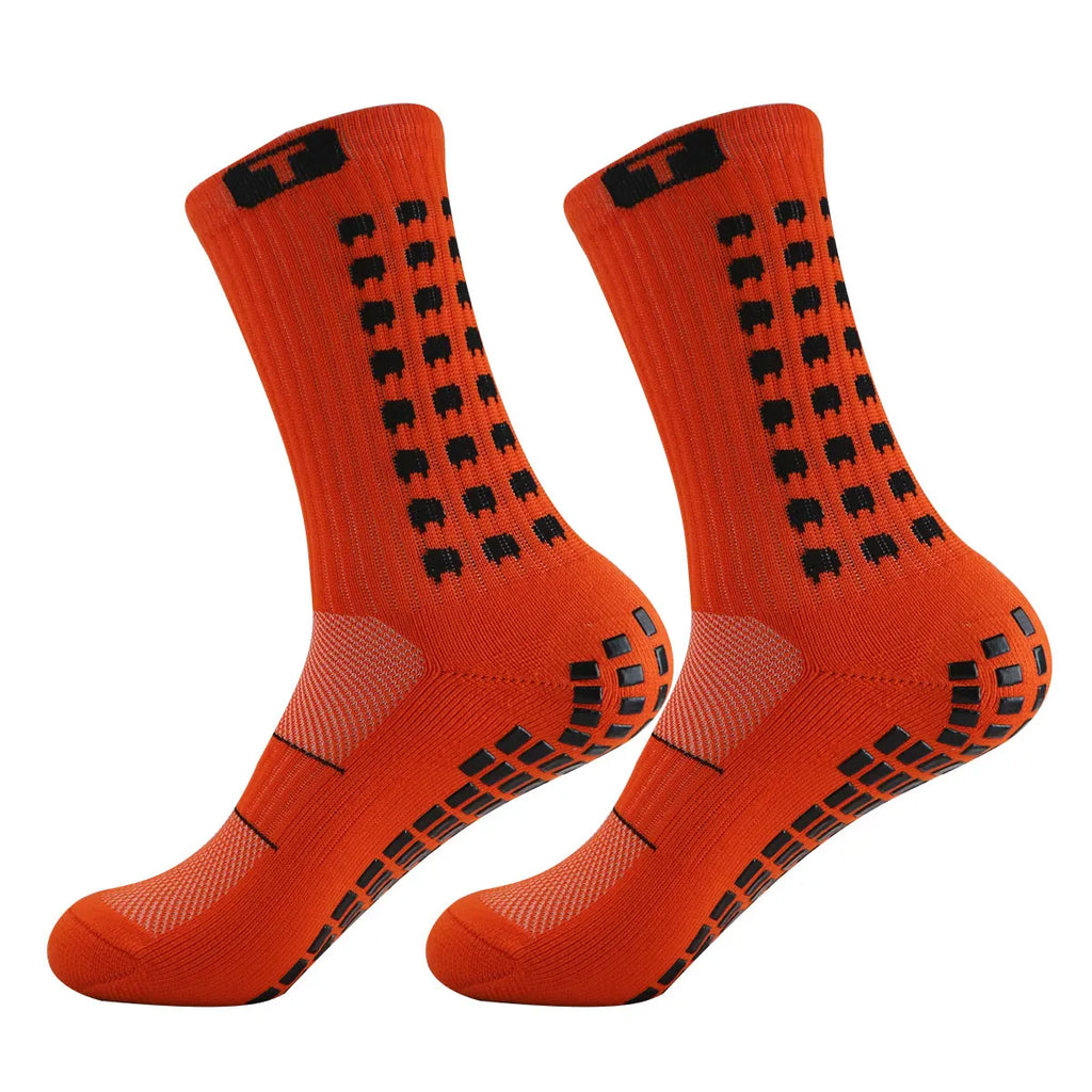 5 pairs of anti slip and shock-absorbing football socks, breathable, moisture wicking, wear-resistant, ankle protection