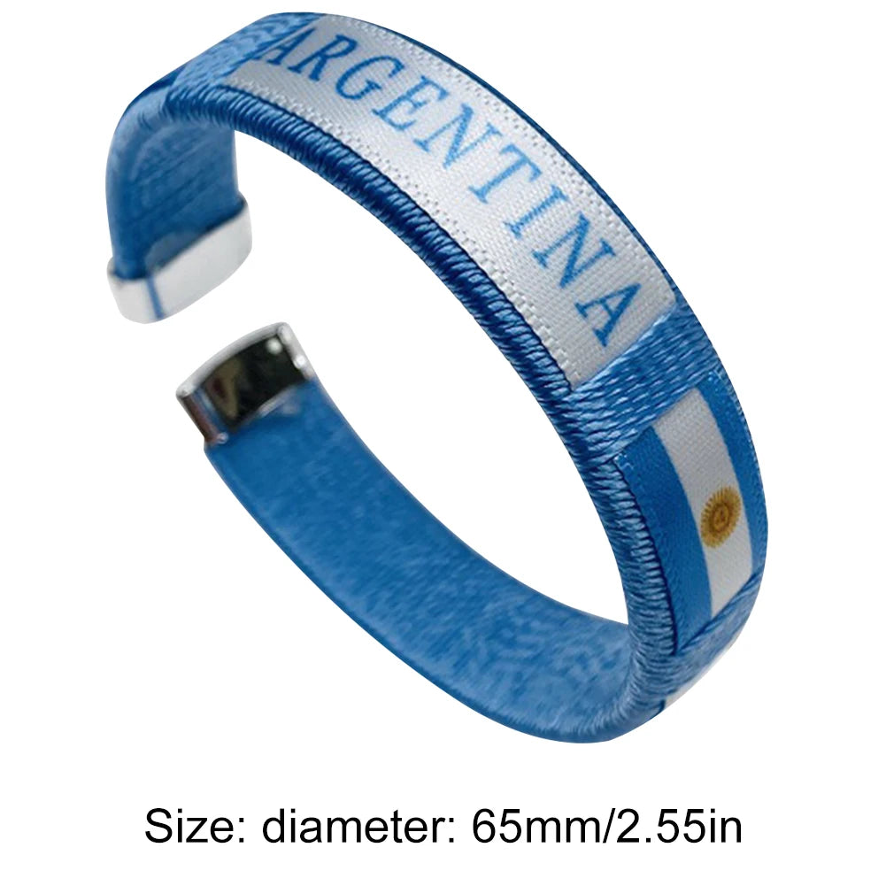 Country Flag Wristband Souvenir Diameter 65mm Sport Friendship Bracelet National Flag Style Bracelet for Football Match Cheering