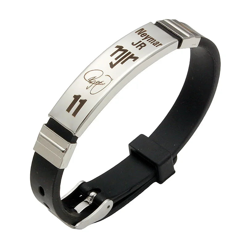 Lionel Messi Cristiano Ronaldo Neymar Football Star Stainless Steel Silicone Bracelet For Men Boy Soccer Accessory Gift