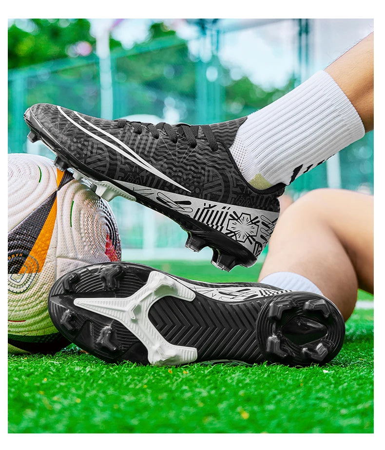 Professional Men Ankle Football Boots Outdoor Grass Cleats Unisex Soccer Shoes Long Spikes FG/TF Football Shoes Chuteira Society