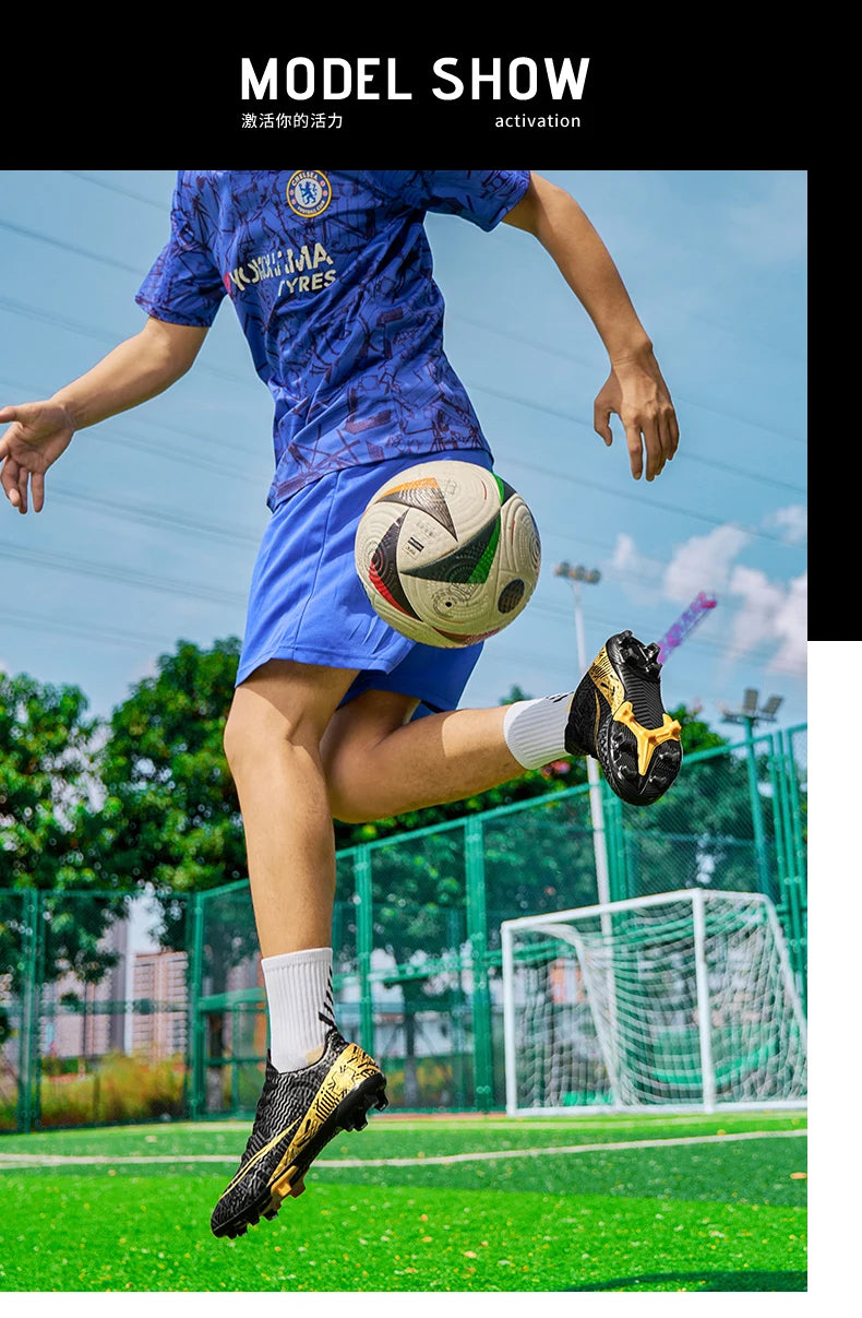 Professional Men Ankle Football Boots Outdoor Grass Cleats Unisex Soccer Shoes Long Spikes FG/TF Football Shoes Chuteira Society