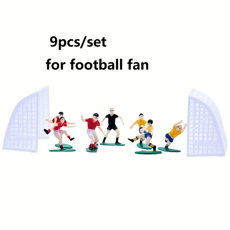 9pcs/set Football Boy Cake Decoration Soccer Field Players Doll Cupcake Topper Happy Birthday Party Decor Sports Kids Boy
