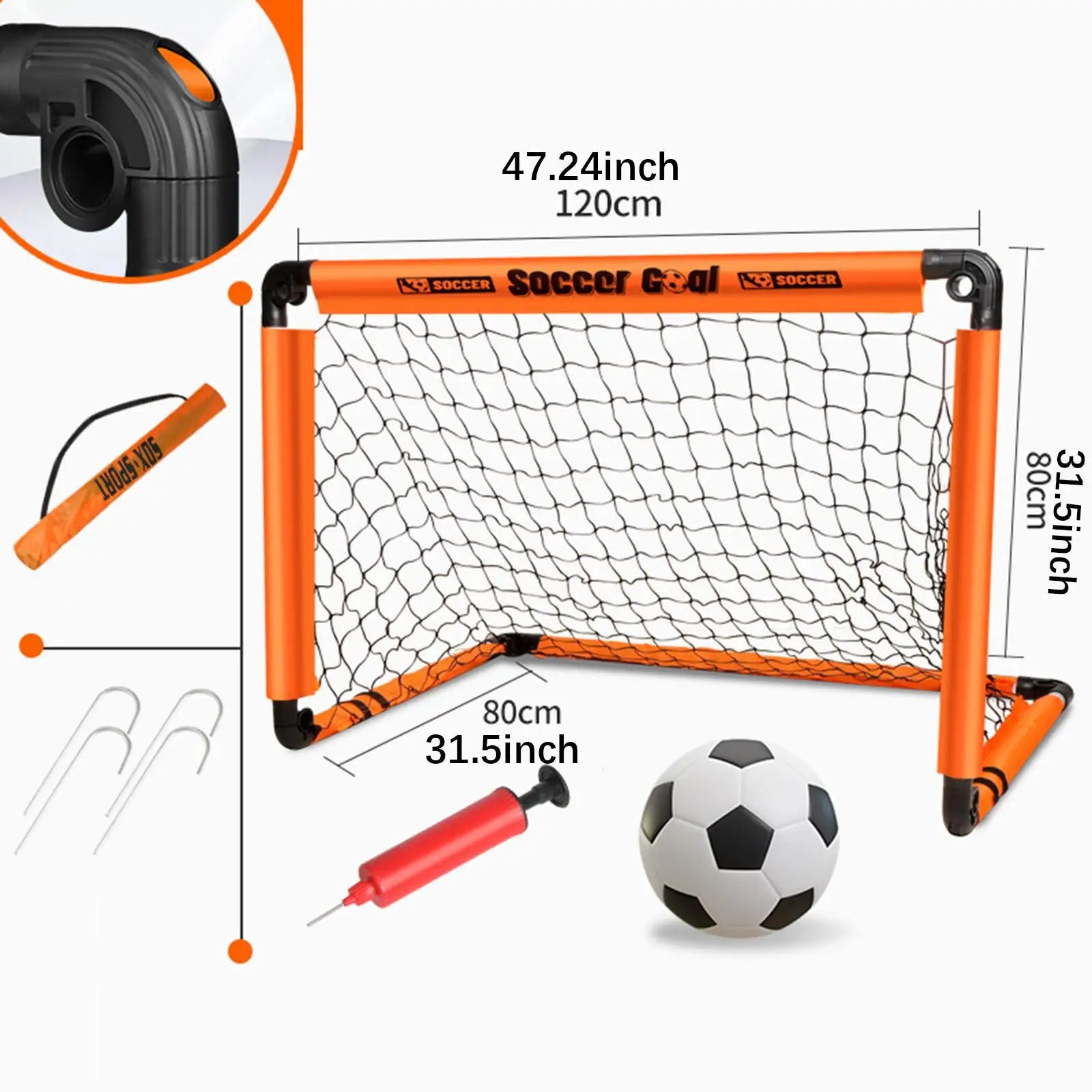 Kids Soccer Goal with Ground Nails with Ball Folded Football Goal Kids Toy Football Gate for Park Games Backyard Garden Children