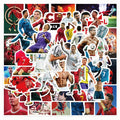 50PCS Football Star Cristiano Ronaldo Stickers  Decals For Phone Laptop Suitcase Notebook Skateboard Waterproof Sticker