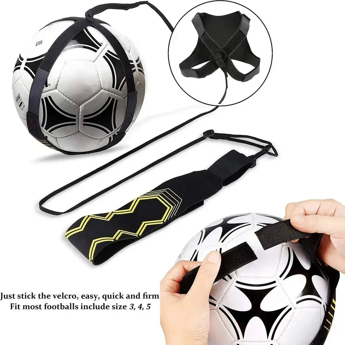 Football Kick Trainer Soccer Training Aids Hands Free Throw Sole Practice Equipment for Kids with Adjustable Belt Elastic Rope..