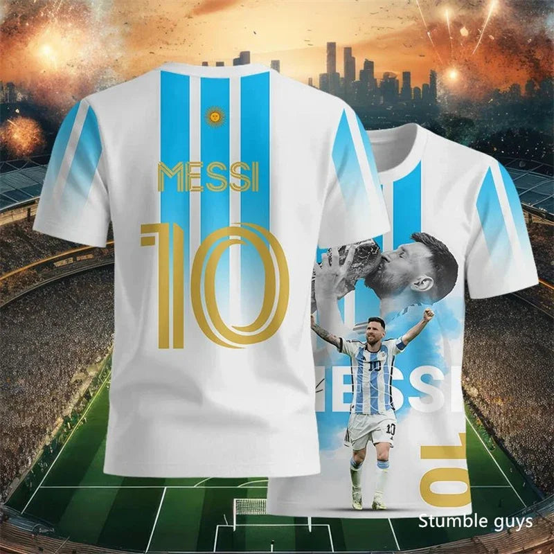 Summer Men Teen Brand Football T-Shirt Ronaldo Print Short Sleeve Jersey Tee