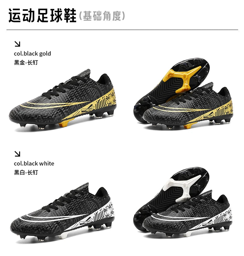 Professional Men Ankle Football Boots Outdoor Grass Cleats Unisex Soccer Shoes Long Spikes FG/TF Football Shoes Chuteira Society