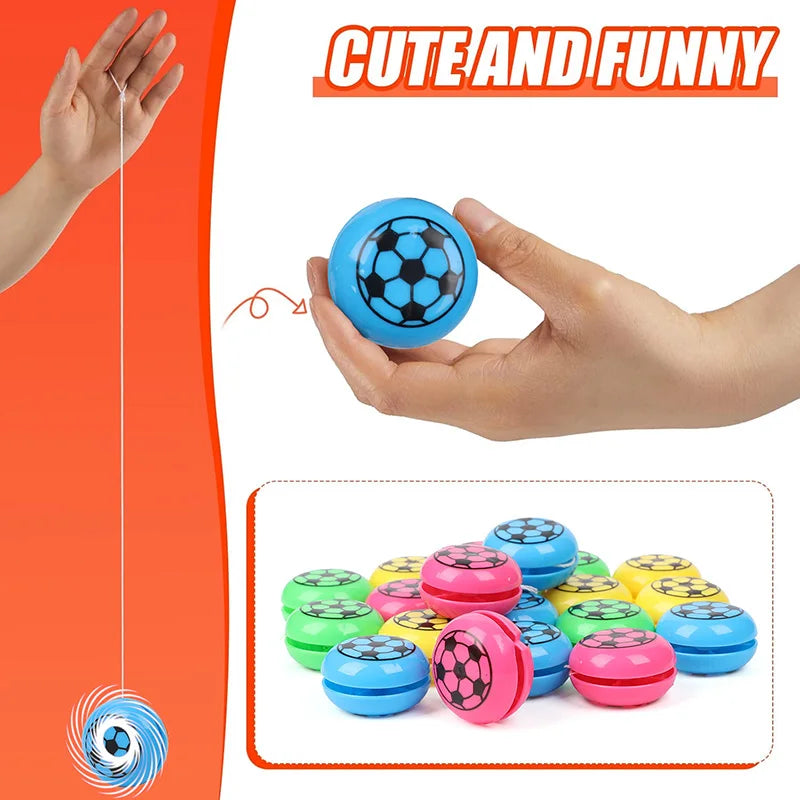 12/24pcs Mini Football Yoyo Balls Toy Kids Sports Theme Soccer Birthday Party Favors Goodie Pinata Filler Boy Girl School Gifts