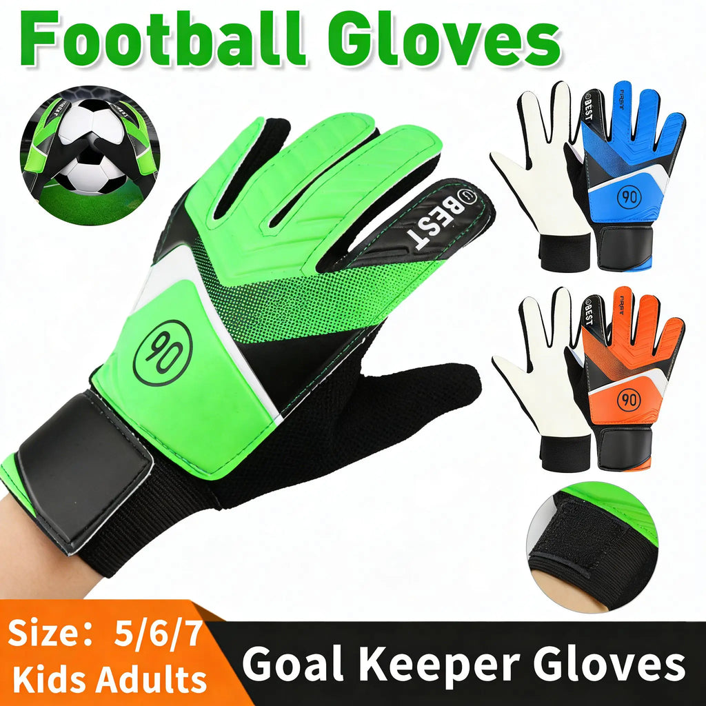 1Pair Football Goalkeeper Gloves for Kids Latex Football Goal Keeper Mitts Anti-collision Non-slip Lightweight Sporting Supplies