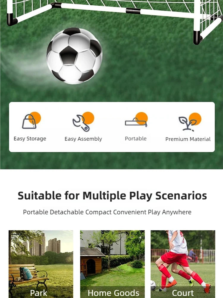 New Football Goal Sports Toy Foldable Children's Football Gate with Pump & Ball Portable Soccer Goal Outdoor Football Training