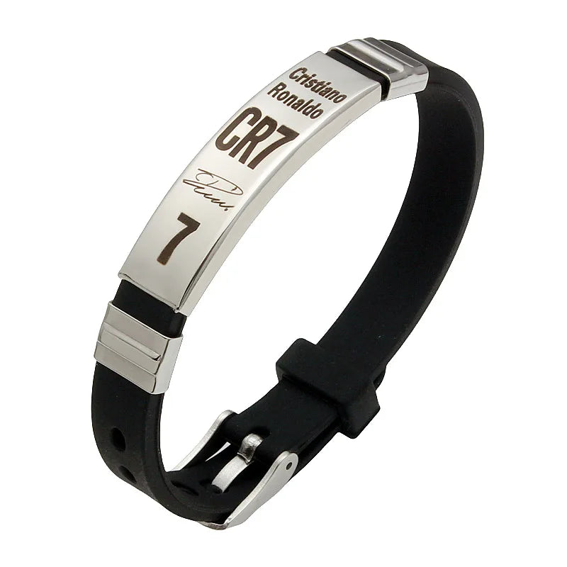 Lionel Messi Cristiano Ronaldo Neymar Football Star Stainless Steel Silicone Bracelet For Men Boy Soccer Accessory Gift