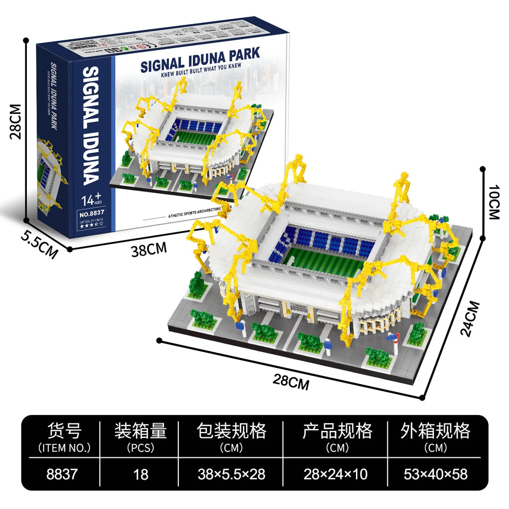 Football Stadium DIY Building Blocks Set Soccer Mini Bricks Model Architectural Building for Adults Football Field Theme Gift
