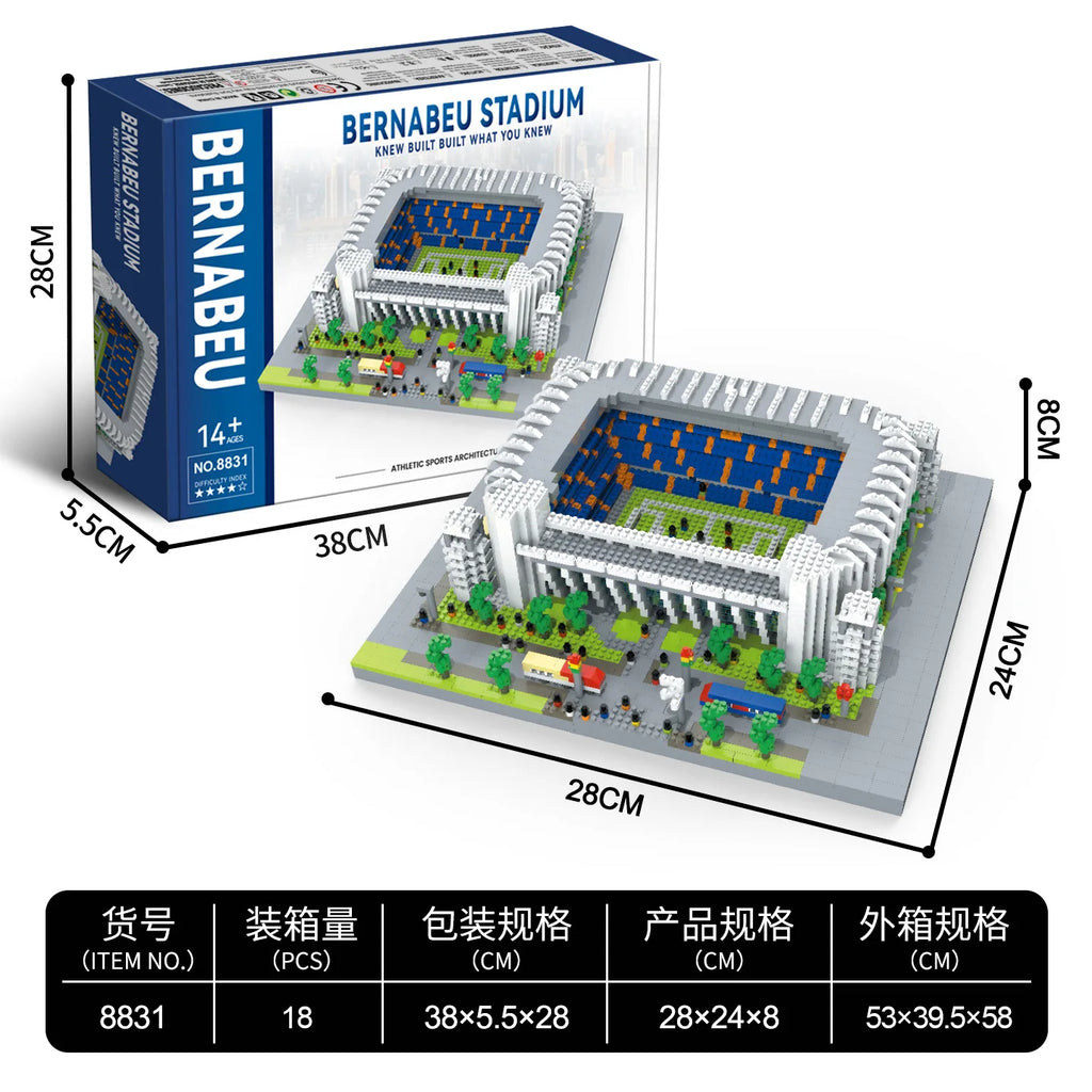 Football Stadium DIY Building Blocks Set Soccer Mini Bricks Model Architectural Building for Adults Football Field Theme Gift