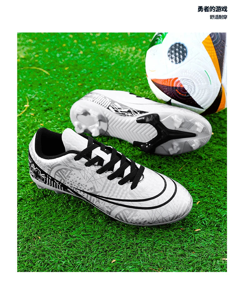Professional Men Ankle Football Boots Outdoor Grass Cleats Unisex Soccer Shoes Long Spikes FG/TF Football Shoes Chuteira Society