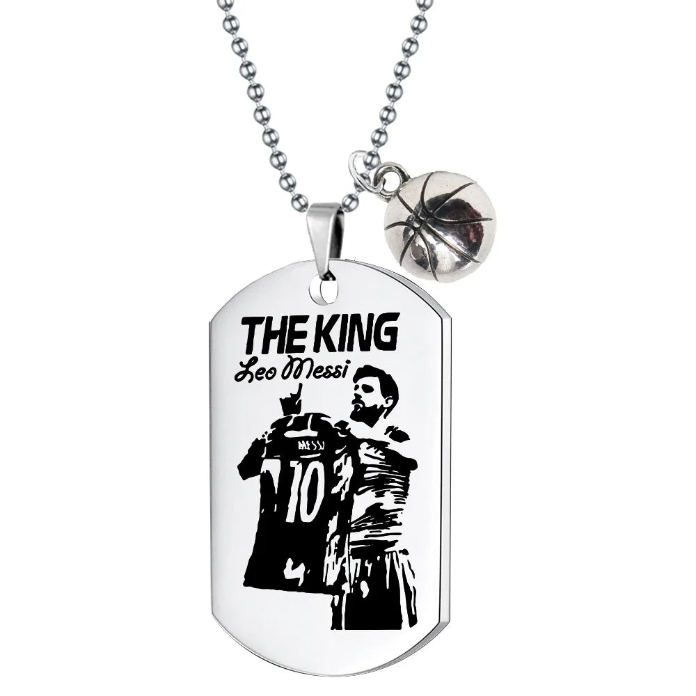 Football Soccer Star Gift Lionel Messi Cristiano Ronaldo Neymar Stainless Steel Pendant Necklace for Men Chain Accessories Jewel