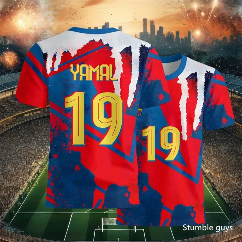 Summer Men Teen Brand Football T-Shirt Ronaldo Print Short Sleeve Jersey Tee