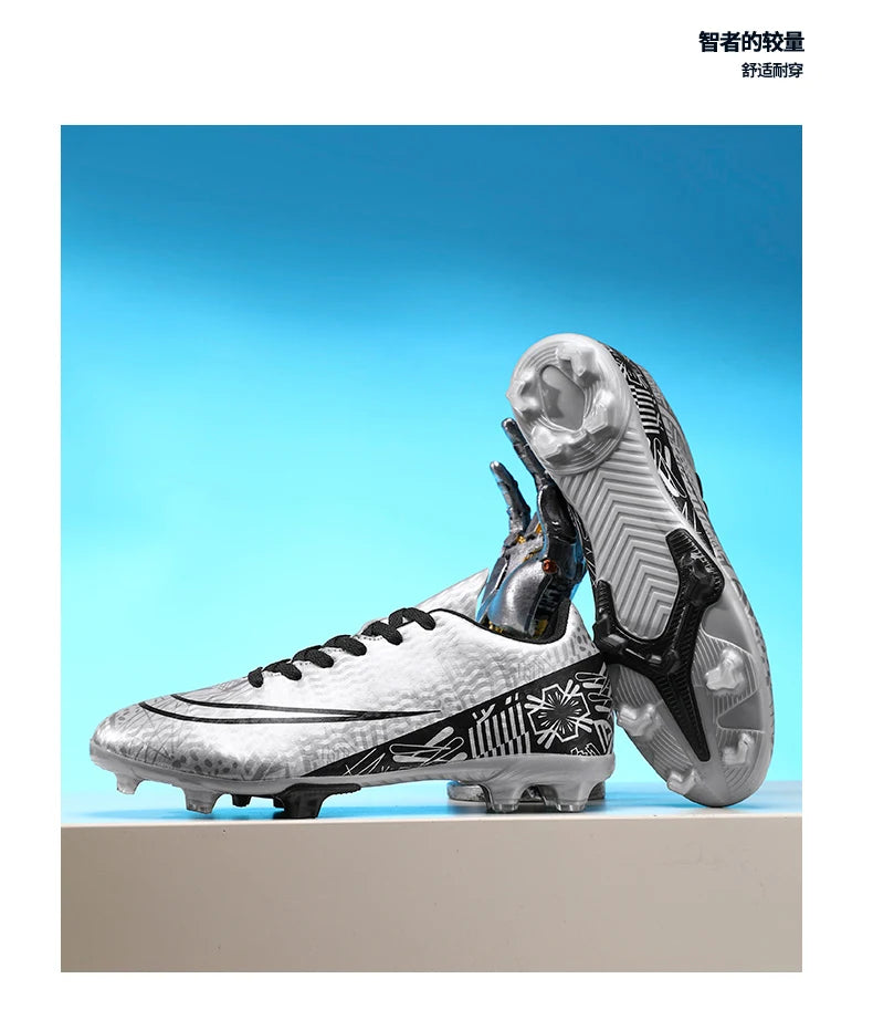 Professional Men Ankle Football Boots Outdoor Grass Cleats Unisex Soccer Shoes Long Spikes FG/TF Football Shoes Chuteira Society