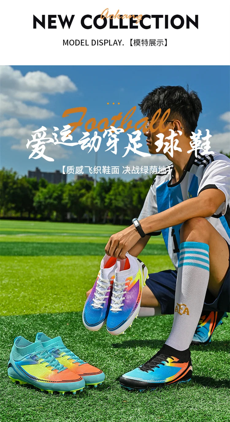 Mens Soccer Shoes TF/FG High Ankle Football Boots Kids Women Outdoor Sports Shoes Multicolor Training Match Athletic Sneakers