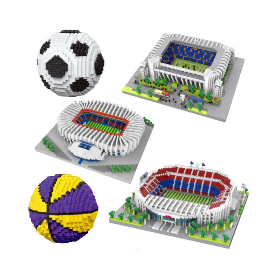 Football Stadium DIY Building Blocks Set Soccer Mini Bricks Model Architectural Building for Adults Football Field Theme Gift