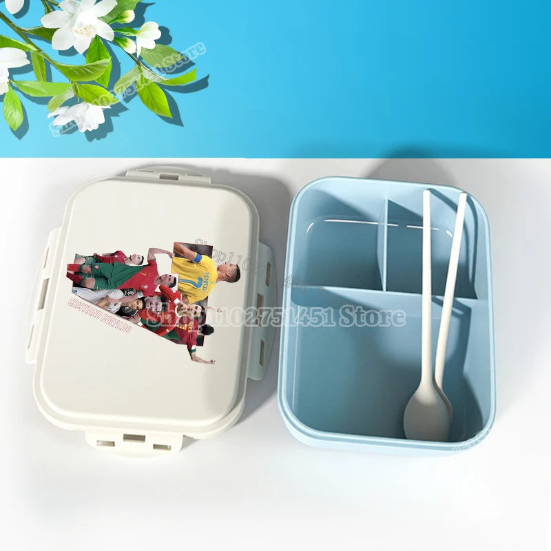 Football Stars Cristiano Ronaldo Print Lunch-box CR7 Lunch Box for Students Food-box Women Picnic Container Dinner Pail Gifts