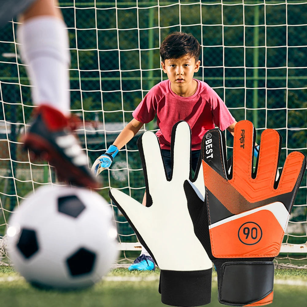 1Pair Football Goalkeeper Gloves for Kids Latex Football Goal Keeper Mitts Anti-collision Non-slip Lightweight Sporting Supplies