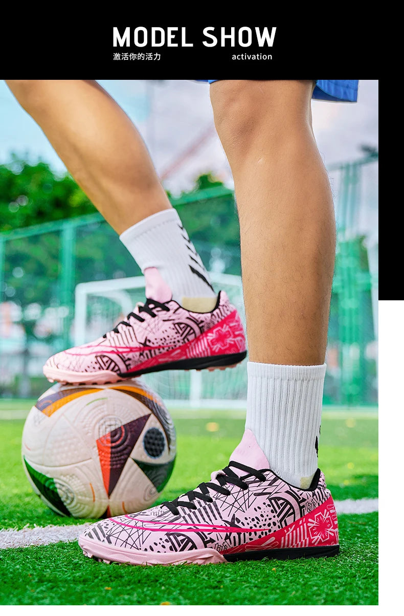 Professional Men Ankle Football Boots Outdoor Grass Cleats Unisex Soccer Shoes Long Spikes FG/TF Football Shoes Chuteira Society