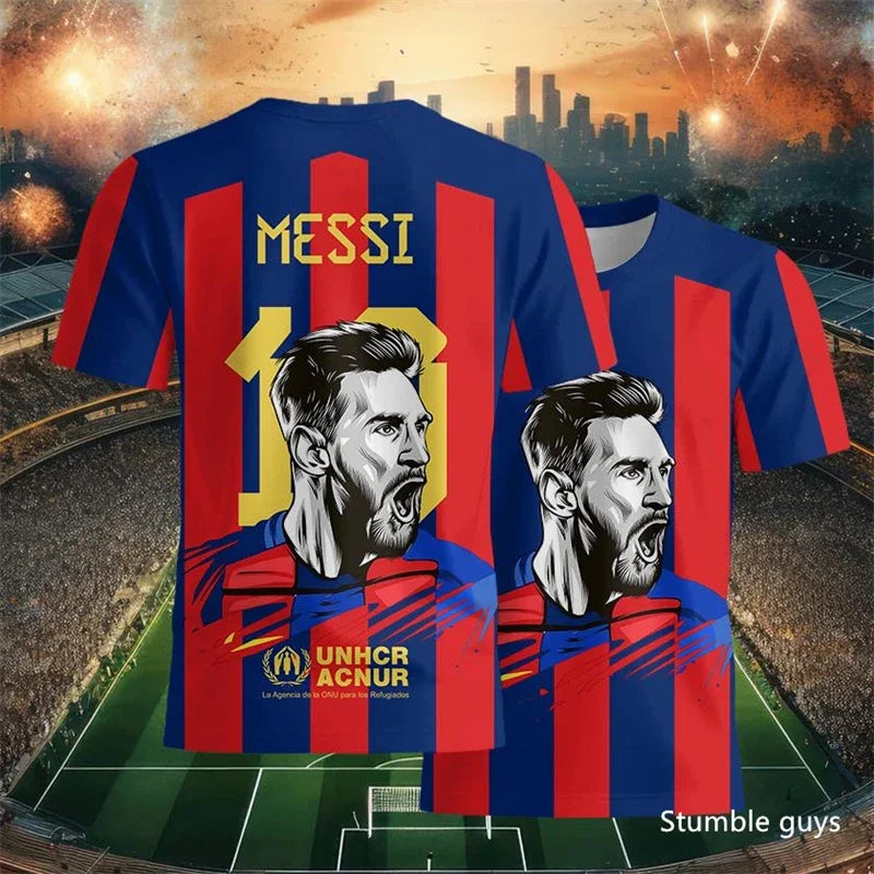 Summer Men Teen Brand Football T-Shirt Ronaldo Print Short Sleeve Jersey Tee