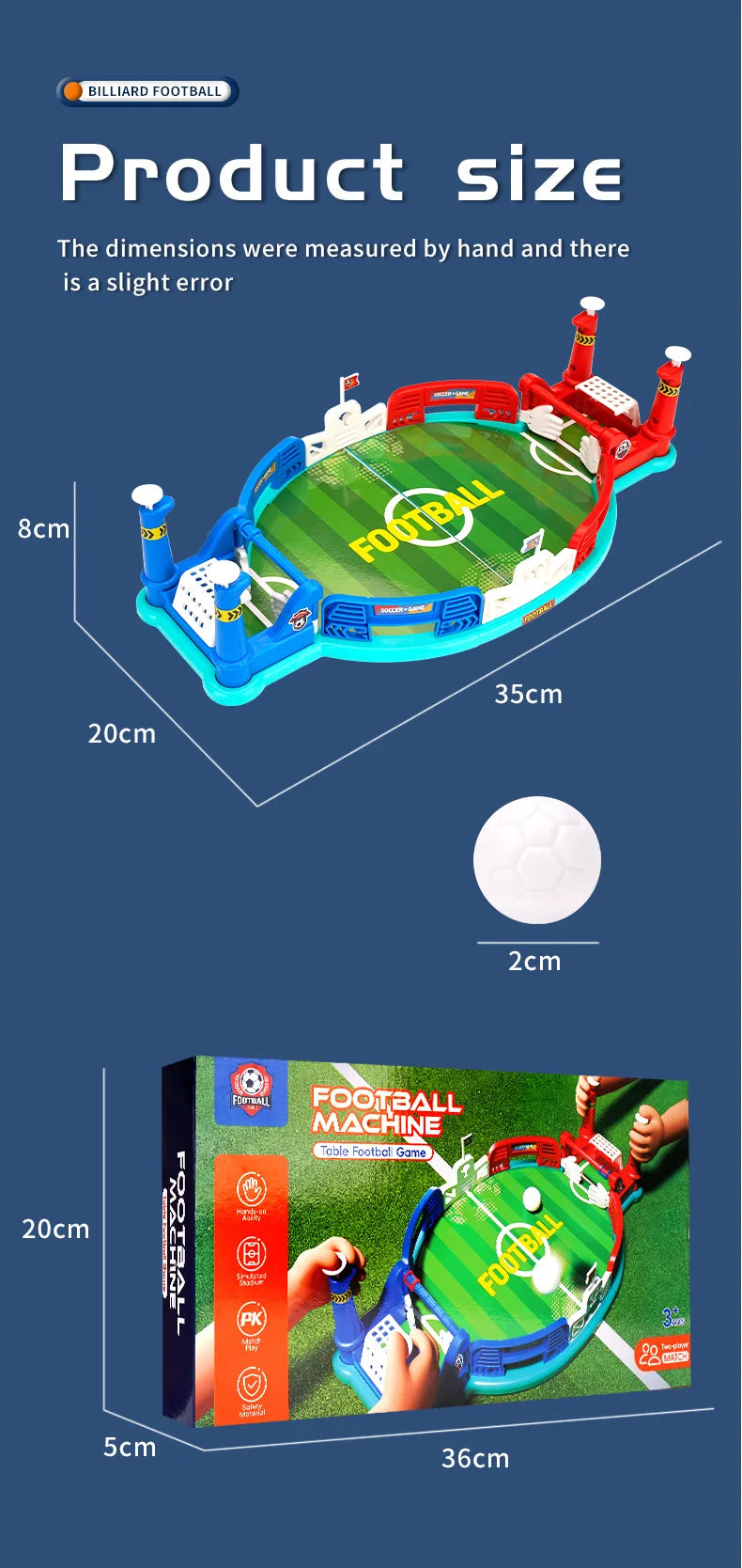 Mini Foosball Table Soccer Board Game, Interactive Football Toy for Kids 3 4 5 6+ Years Old, Indoor Family Party Playroom Game