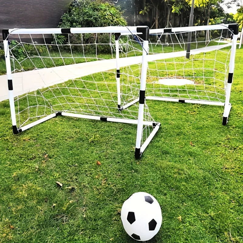 1 set Folding Soccer Goal Set PP Material Portable Indoor/Outdoor Football Net with Removable Training Equipment with Football